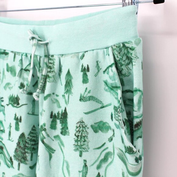 Hill House Home Teddy Jogger Sweatpants Ski Chalet Print Green Pant XS Small NEW - Picture 4 of 8